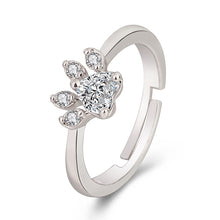Load image into Gallery viewer, Women Crystal Cute Cat Claw Opening Adjustable Ring Jewelry