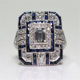 Luxury Square Women Crystal Zircon Engagement Ring, 10, 6, 7, 8, 9