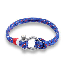 Load image into Gallery viewer, Navy Style Sport Camping Parachute Cord Survival Bracelet with Stainless Steel Shackle Buckle, Blue, Black, Red