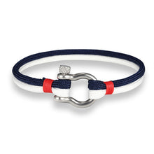 Load image into Gallery viewer, Navy Style Sport Camping Parachute Cord Survival Bracelet with Stainless Steel Shackle Buckle, Blue, Black, Red