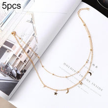 Load image into Gallery viewer, 5 PCS Simple Double Moon Star Short Necklace