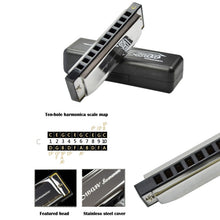 Load image into Gallery viewer, Swan 2 PCS 10 Holes Full-scale Bruce Harmonica Beginner Children Adult Students Playing Musical Instruments, Swan 10 Holes Bruce Harmonica