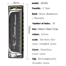 Load image into Gallery viewer, Swan 2 PCS 10 Holes Full-scale Bruce Harmonica Beginner Children Adult Students Playing Musical Instruments, Swan 10 Holes Bruce Harmonica