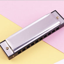 Load image into Gallery viewer, BEE 10-holes Dual-tones C Tone Brace Harmonica, Silver, Blue, Black, Red