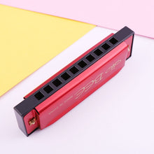 Load image into Gallery viewer, BEE 10-holes Dual-tones C Tone Brace Harmonica, Silver, Blue, Black, Red