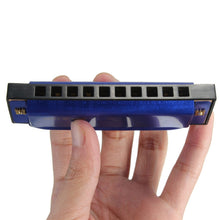 Load image into Gallery viewer, BEE 10-holes Dual-tones C Tone Brace Harmonica, Silver, Blue, Black, Red