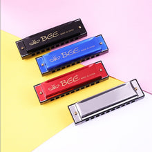 Load image into Gallery viewer, BEE 10-holes Dual-tones C Tone Brace Harmonica, Silver, Blue, Black, Red