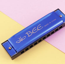 Load image into Gallery viewer, BEE 10-holes Dual-tones C Tone Brace Harmonica, Silver, Blue, Black, Red