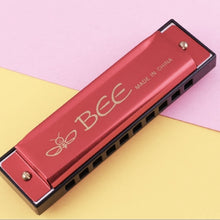 Load image into Gallery viewer, BEE 10-holes Dual-tones C Tone Brace Harmonica, Silver, Blue, Black, Red