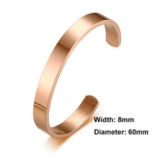Load image into Gallery viewer, 8mm Width Women Men Stainless Steel Surface Bracelet Bangle, Rose Gold, Silver, Black, Gold