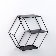 Load image into Gallery viewer, Hanging Wrought Iron Hexagonal Grid Wall Shelf Home Decoration