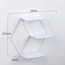 Load image into Gallery viewer, Hanging Wrought Iron Hexagonal Grid Wall Shelf Home Decoration