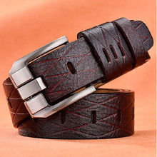 Load image into Gallery viewer, Men Vintage Crocodile Textured Leather Belt