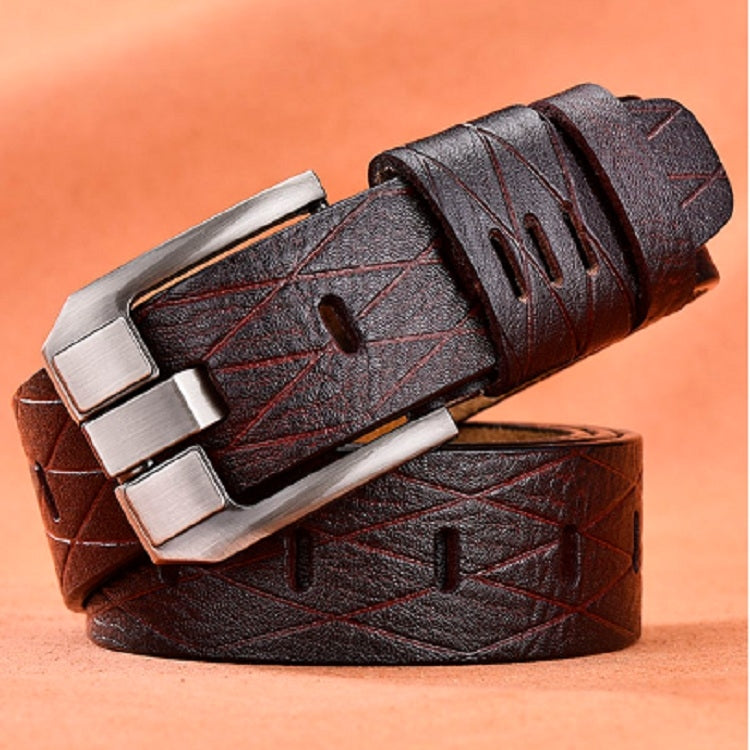Men Vintage Crocodile Textured Leather Belt