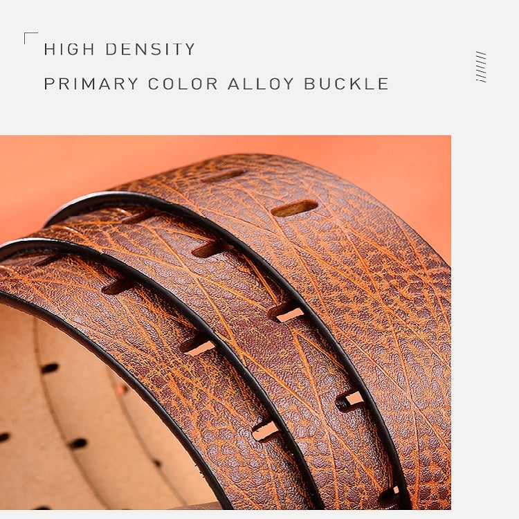 Men Vintage Crocodile Textured Leather Belt