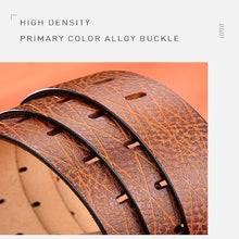 Load image into Gallery viewer, Men Vintage Crocodile Textured Leather Belt