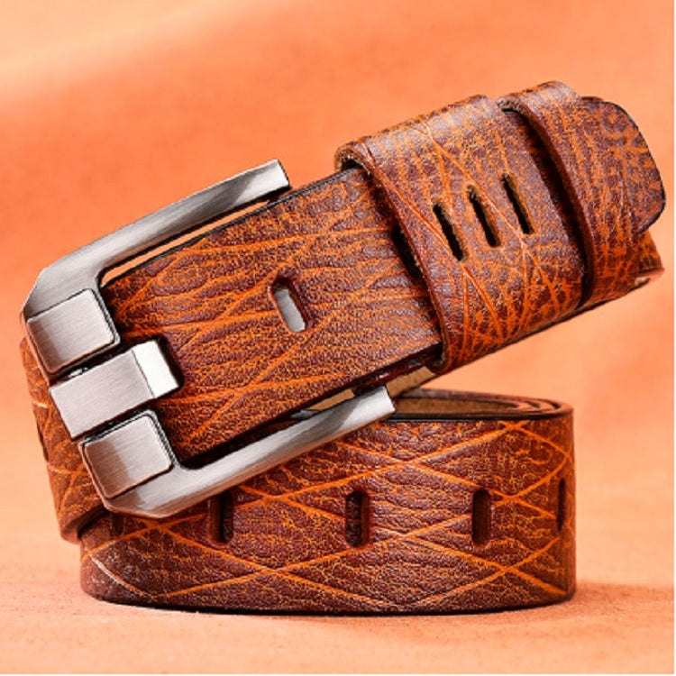 Men Vintage Crocodile Textured Leather Belt