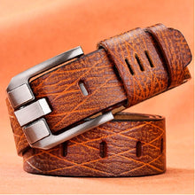 Load image into Gallery viewer, Men Vintage Crocodile Textured Leather Belt