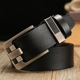 Vintage Lacquered Genuine Leather Pin Buckle Waistband for Men