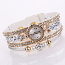 Load image into Gallery viewer, Duoya D249 Woven Twisted Pearls Round Analog Quartz Wrist Bracelet Watch for Ladies