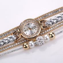 Load image into Gallery viewer, Duoya D249 Woven Twisted Pearls Round Analog Quartz Wrist Bracelet Watch for Ladies