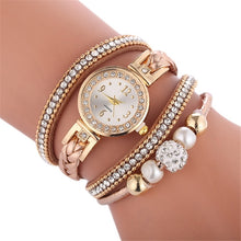 Load image into Gallery viewer, Duoya D249 Woven Twisted Pearls Round Analog Quartz Wrist Bracelet Watch for Ladies