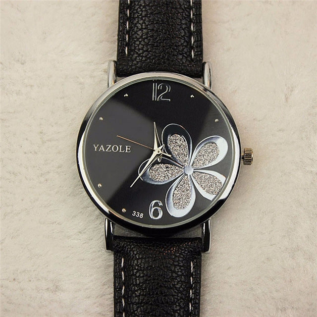 YAZOLE Ladies OL Style Four-leaf Clover Pattern Quartz Watch
