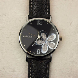 YAZOLE Ladies OL Style Four-leaf Clover Pattern Quartz Watch
