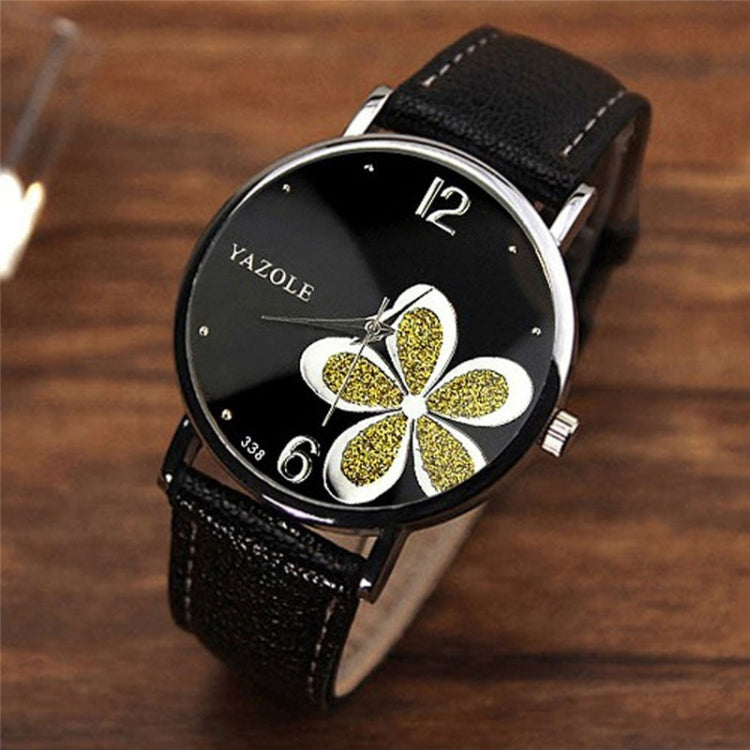 YAZOLE Ladies OL Style Four-leaf Clover Pattern Quartz Watch