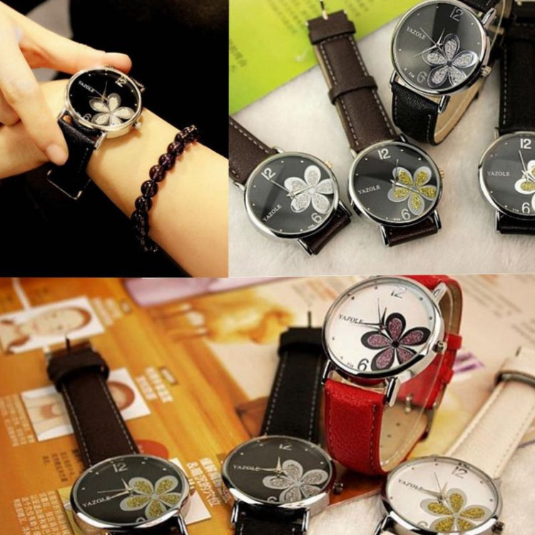 YAZOLE Ladies OL Style Four-leaf Clover Pattern Quartz Watch