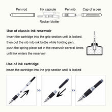 Load image into Gallery viewer, X750 Stationery Stainless Steel Fountain Pen Medium Nib Ink Pens School Oiifice Gift, 0.5mm, 1.1mm