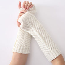 Load image into Gallery viewer, Knitted Wool Fishbone Texture Warm Cuffs Fingerless Arm Sleeves