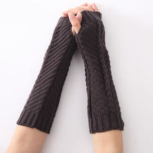 Load image into Gallery viewer, Knitted Wool Fishbone Texture Warm Cuffs Fingerless Arm Sleeves