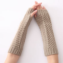 Load image into Gallery viewer, Knitted Wool Fishbone Texture Warm Cuffs Fingerless Arm Sleeves