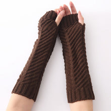Load image into Gallery viewer, Knitted Wool Fishbone Texture Warm Cuffs Fingerless Arm Sleeves