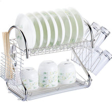 Load image into Gallery viewer, 2 Tiers Kitchen Dish Drying Rack Drainer Dryer Tray Cultery Holder, Cultery Holder