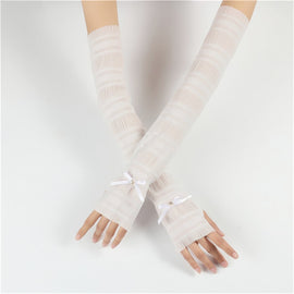 Summer Long Ice Silk Single Diamond Decoration Sun Protection Cuffs Sleeves, A Pair