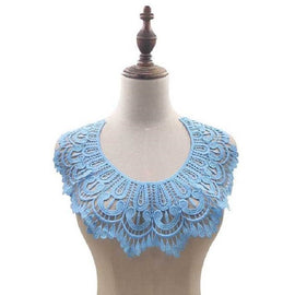 Milk Silk Lace Embroidered Collar Three-dimensional Hollow Fake Collar DIY Clothing Accessories, Size: 32 x 32cm, Sky Blue, Beige, Black, Rose Red, White
