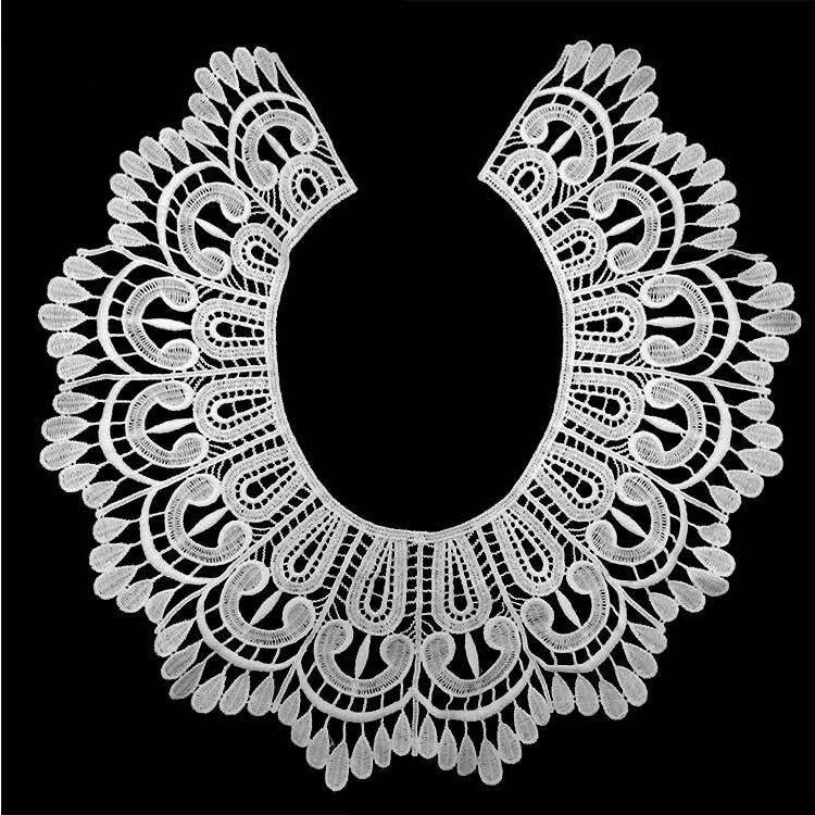Milk Silk Lace Embroidered Collar Three-dimensional Hollow Fake Collar DIY Clothing Accessories, Size: 32 x 32cm, Red Wine, Sky Blue, Gray, Beige, Black, Rose Red, White
