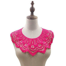 Load image into Gallery viewer, Milk Silk Lace Embroidered Collar Three-dimensional Hollow Fake Collar DIY Clothing Accessories, Size: 32 x 32cm, Red Wine, Sky Blue, Gray, Beige, Black, Rose Red, White