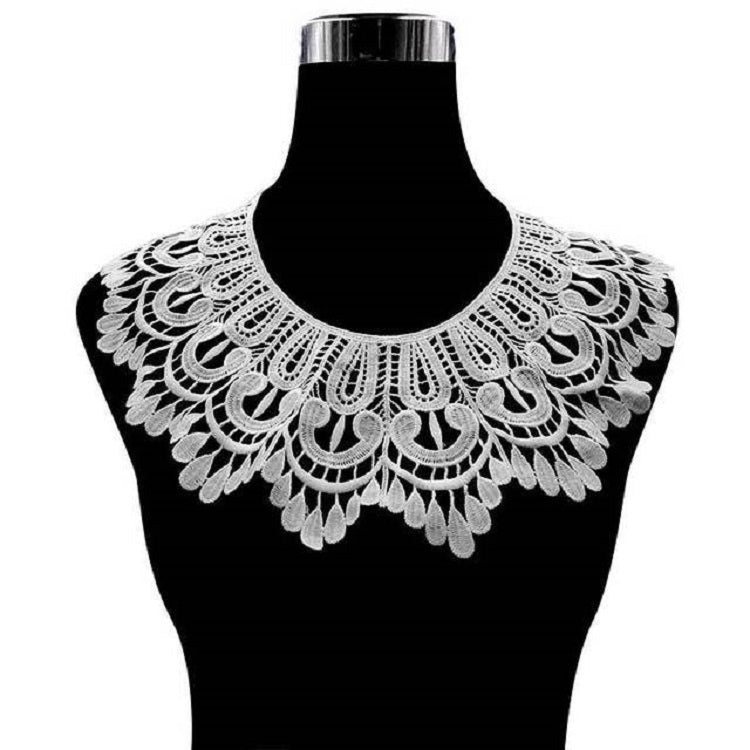Milk Silk Lace Embroidered Collar Three-dimensional Hollow Fake Collar DIY Clothing Accessories, Size: 32 x 32cm, Red Wine, Sky Blue, Gray, Beige, Black, Rose Red, White