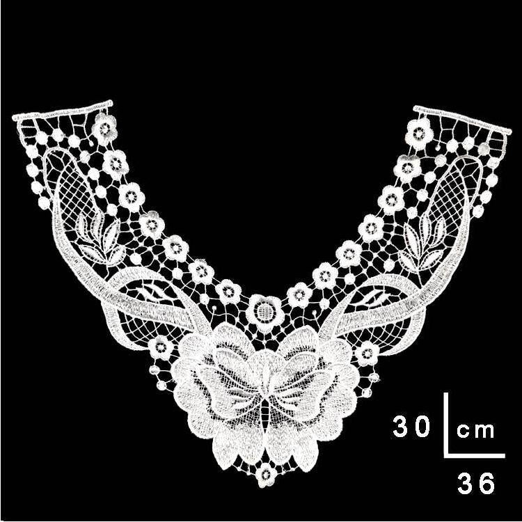 Lace Butterfly Flower Embroidery Collar Flower Three-dimensional Hollow Fake Collar DIY Clothing Accessories, Size: 36 x 30cm, Red Wine, Green, Blue, Sky Blue, Purple, Gray, Beige, Black, Purple Pink, Gold, Gold Brown, Gold Line, Navy, Rose Red, Brown ...