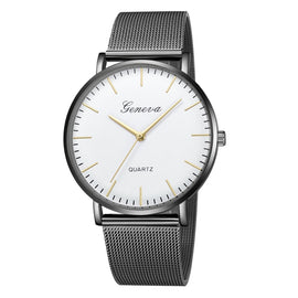 Geneva Fashion Quartz Watch Men Women Mesh Stainless Steel Watchband