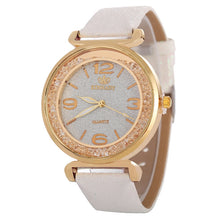 Load image into Gallery viewer, FULAIDA Women Rhinestone Gold Powder PU Leather Strap Quartz Watch