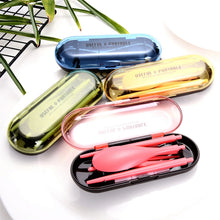 Load image into Gallery viewer, 3pcs / Set Mini Outdoor Portable Travel Sets Candy Color Folding Dinner Set Student Kids Kitchen Tool