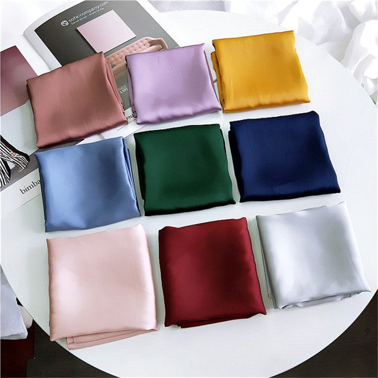 Soft Imitated Silk Fabric Solid Color Small Square Scarf Professional Silk Scarf for Women, Length: 70cm