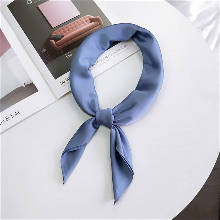 Soft Imitated Silk Fabric Solid Color Small Square Scarf Professional Silk Scarf for Women, Length: 70cm