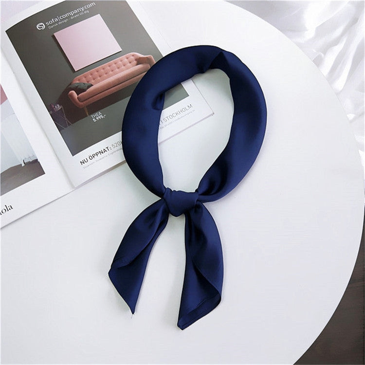 Soft Imitated Silk Fabric Solid Color Small Square Scarf Professional Silk Scarf for Women, Length: 70cm