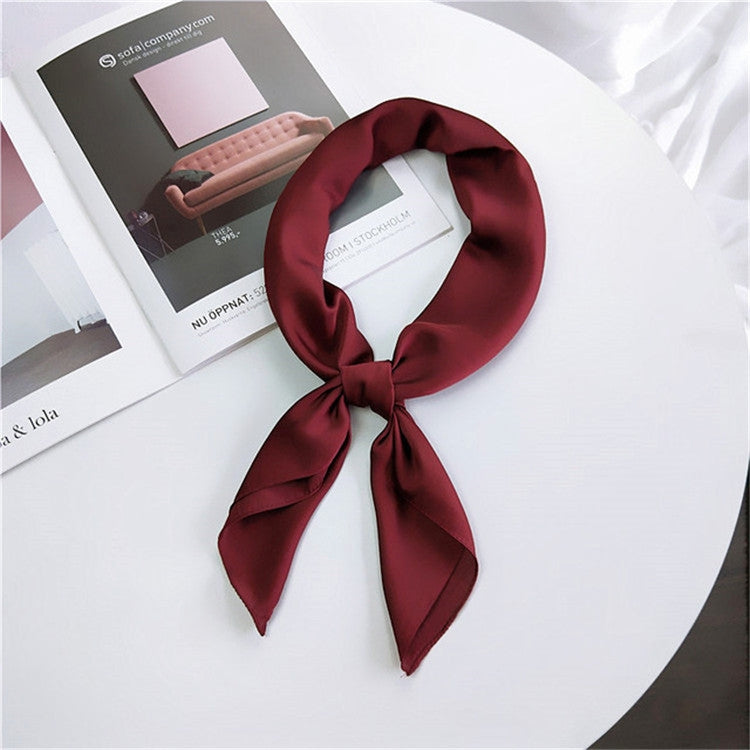 Soft Imitated Silk Fabric Solid Color Small Square Scarf Professional Silk Scarf for Women, Length: 70cm