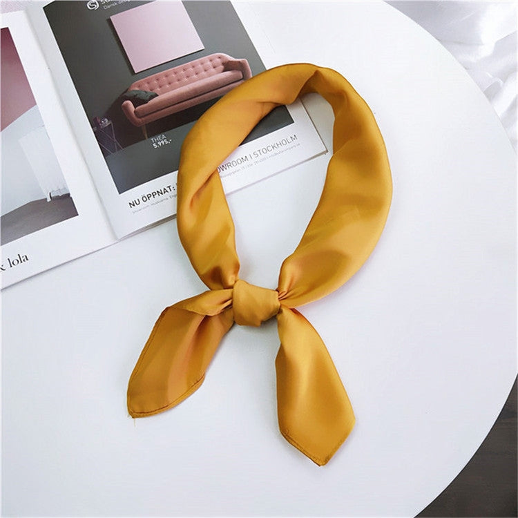 Soft Imitated Silk Fabric Solid Color Small Square Scarf Professional Silk Scarf for Women, Length: 70cm